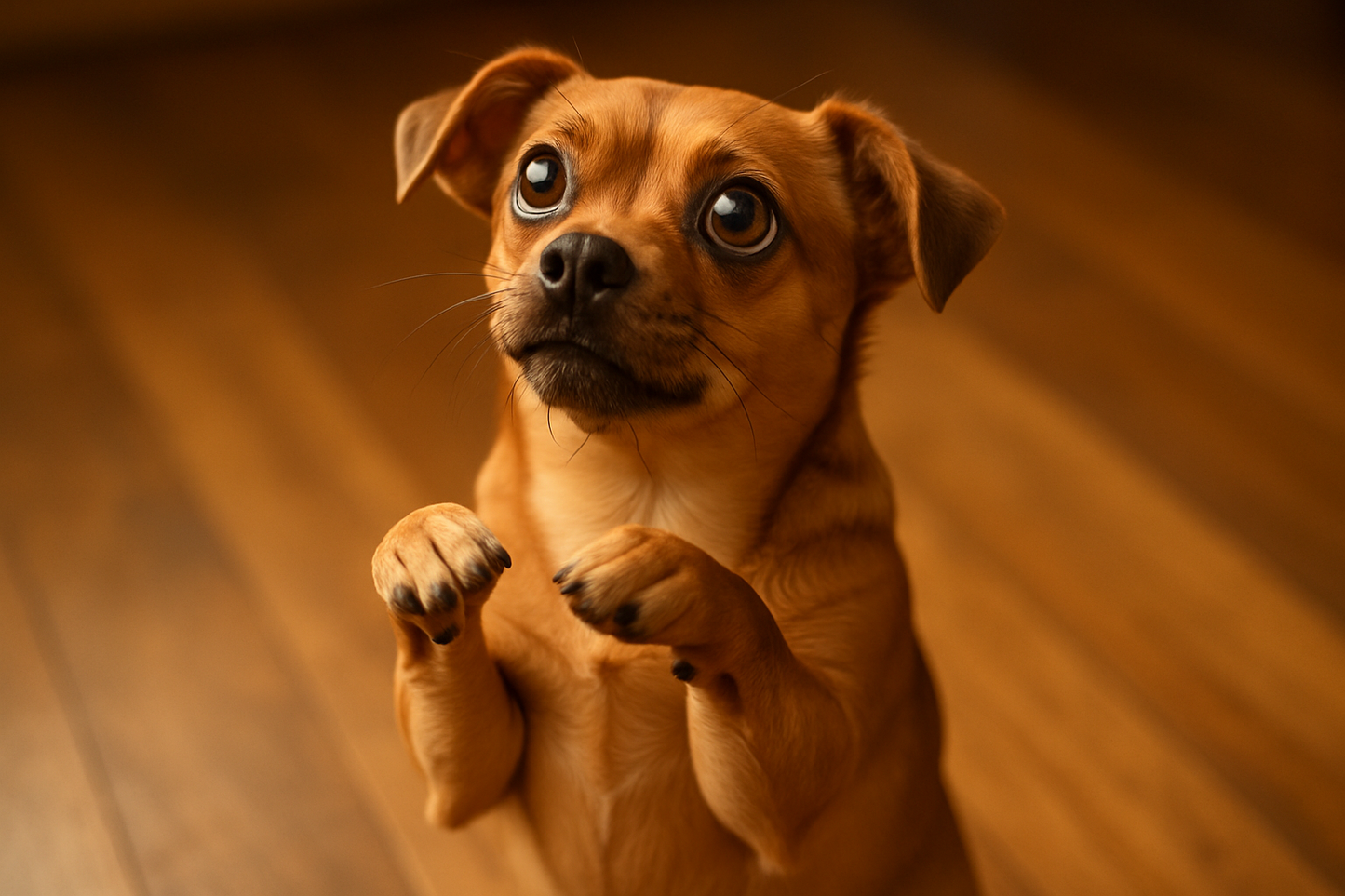 small dog begging for a treat